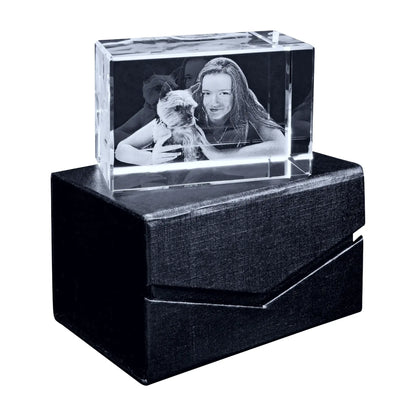 Dein 3D-Foto im Glasblock mit/ohne LED • 90x60x60 mm (Querformat) • Lasergravur (personalisierbare Fotogeschenke)
