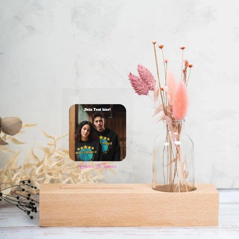 Dein Bild auf - Trockenblumenständer mit Vase & Druck auf Acrylschild - HalloGeschenk.de #geschenkideen# #personalisiert# #geschenk#