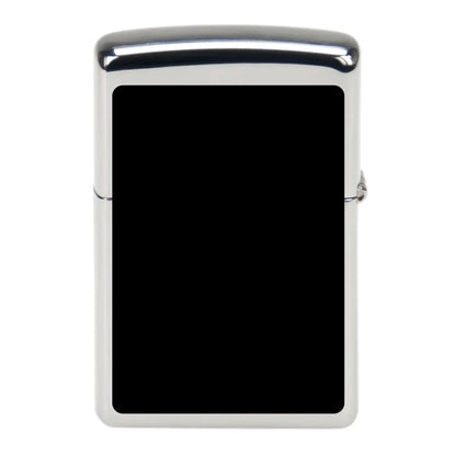 Silberner zippo feuerzeug mit schwarzem rechteckigem panel aus der statement collection zum personalisieren