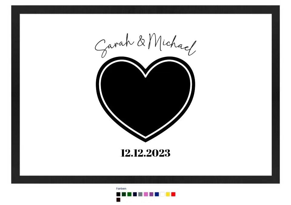 Dein Bild im "Couple - Herz" - Design • Fußmatte - HalloGeschenk.de #geschenkideen# #personalisiert# #geschenk#