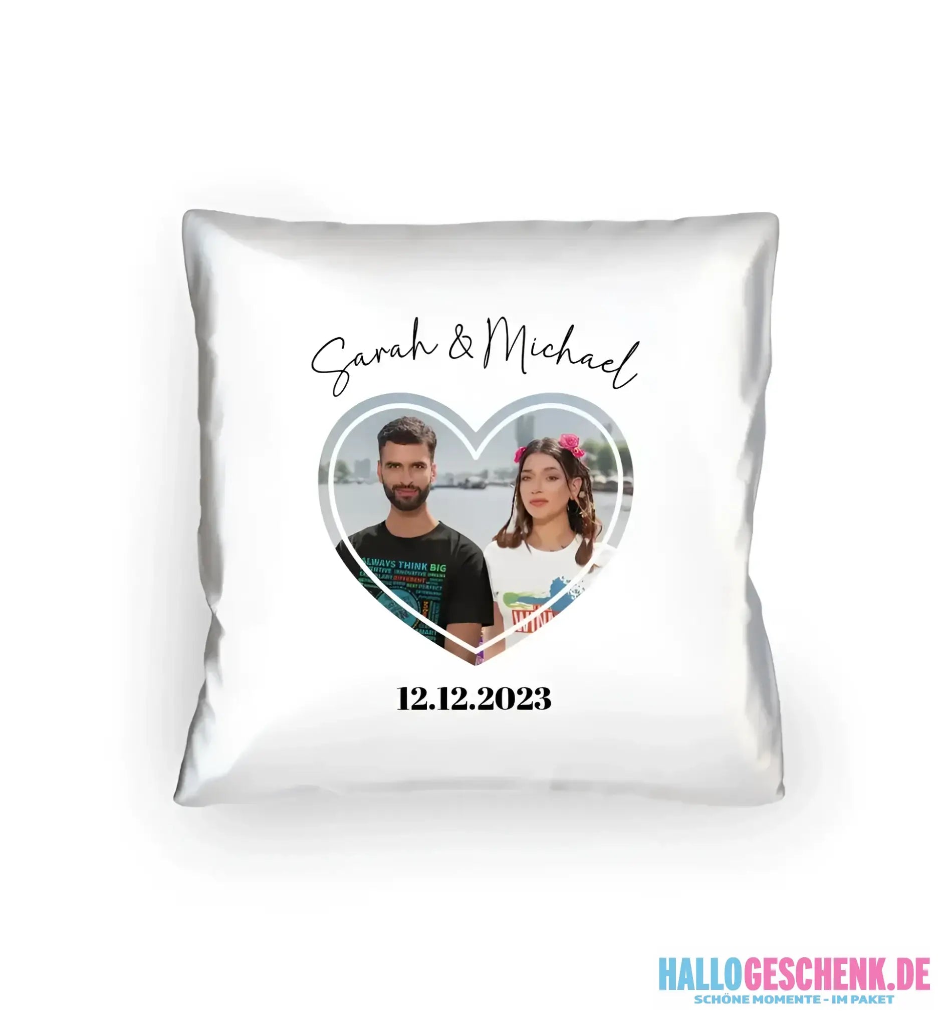 Dein Bild im "Couple-Herz"-Design - Kissen 40x40 cm