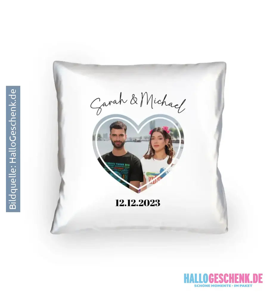Dein Bild im "Couple-Herz"-Design - Kissen 40x40 cm