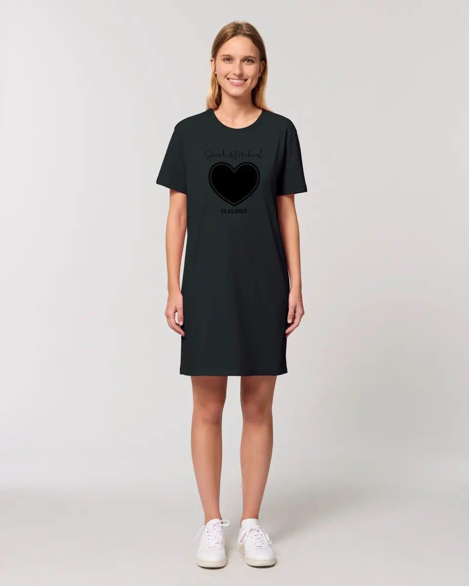Dein Bild im "Couple - Herz" - Design • Ladies Premium T - Shirt Kleid aus Bio - Baumwolle S - 2XL - HalloGeschenk.de #geschenkideen# #personalisiert# #geschenk#