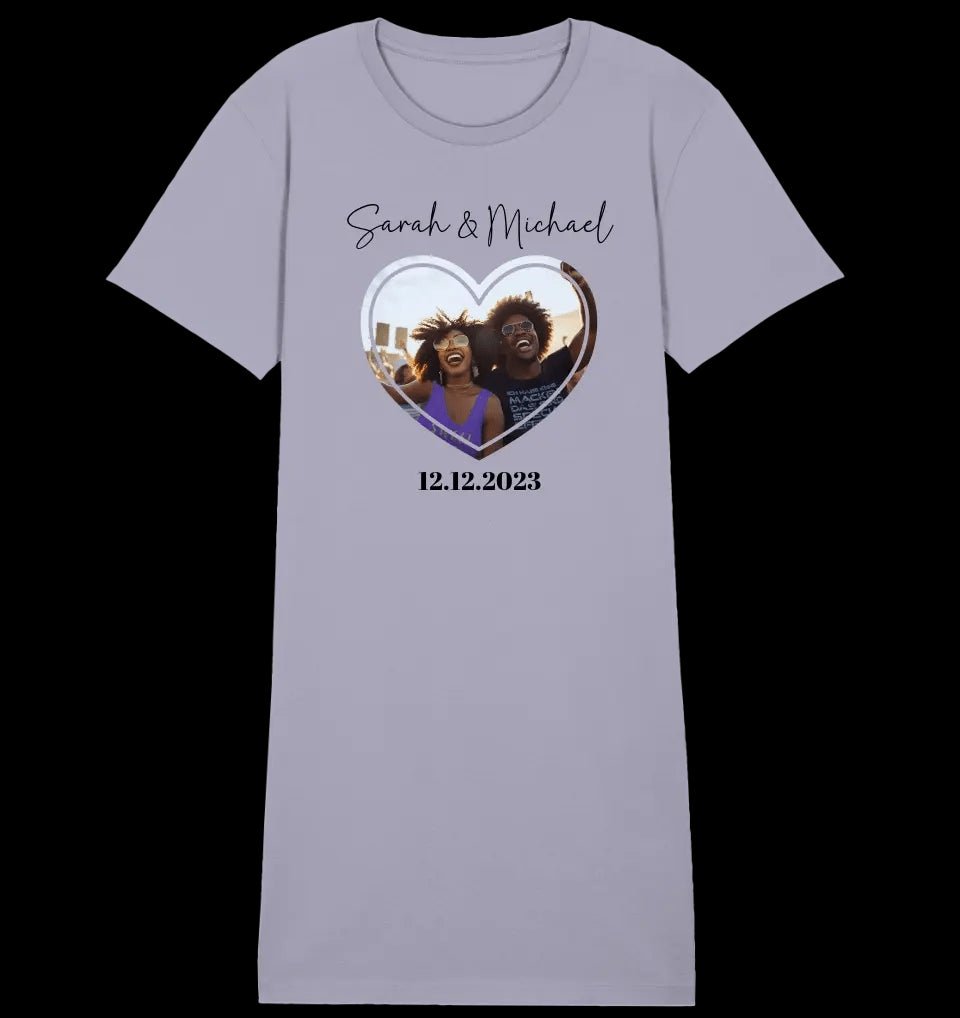 Dein Bild im "Couple-Herz"-Design • Ladies Premium T-Shirt Kleid aus Bio-Baumwolle S-2XL