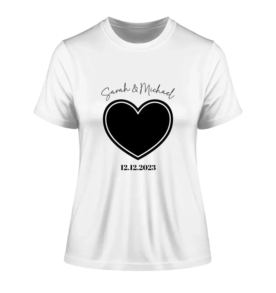 Dein Bild im "Couple-Herz"-Design - Ladies Premium T-Shirt XS-2XL aus Bio-Baumwolle für Damen