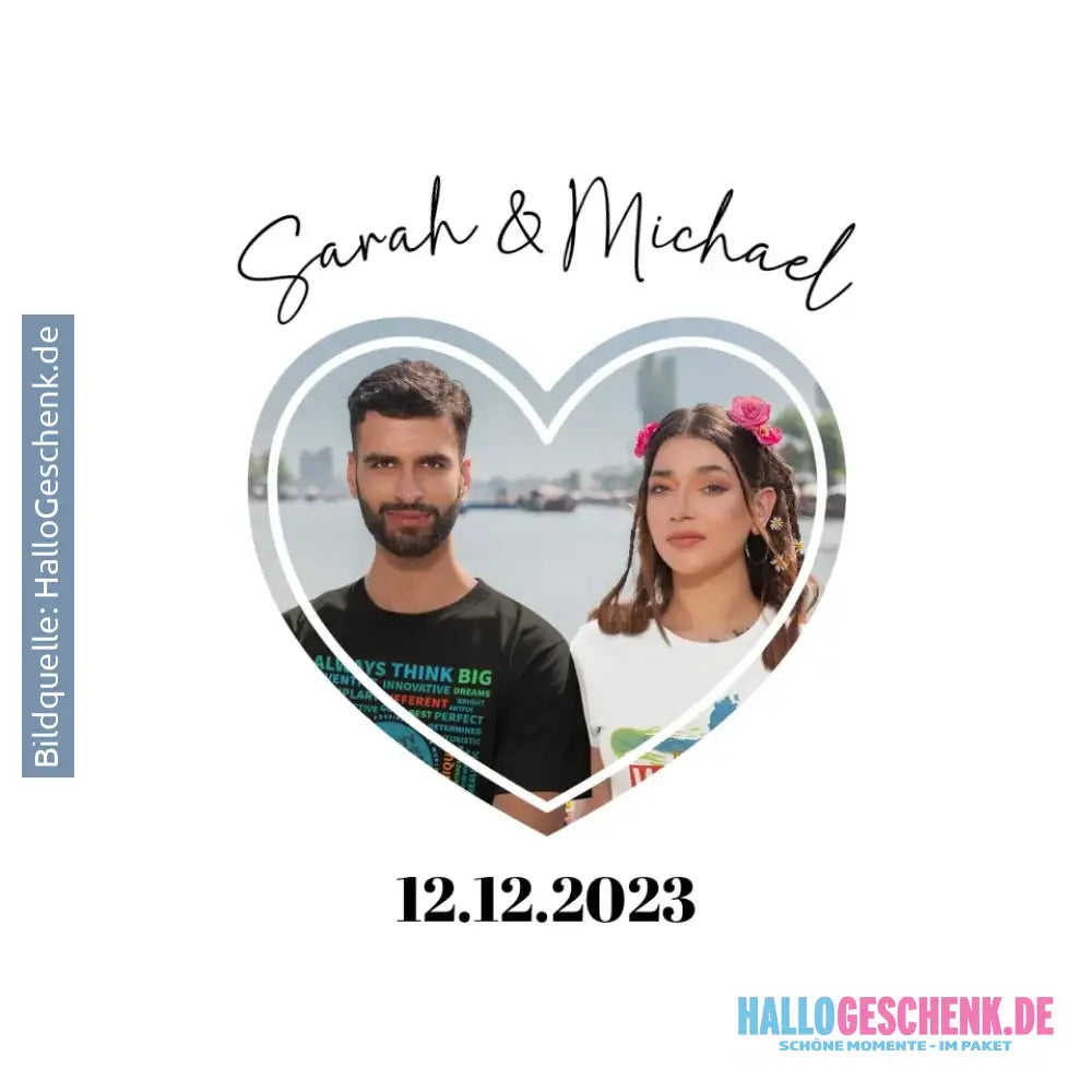 Dein Bild im ’Couple-Herz’-Design • STICKER 20x20 cm (Aufkleber) - White / OneSize / ausgestanzter Sticker 20x20 cm