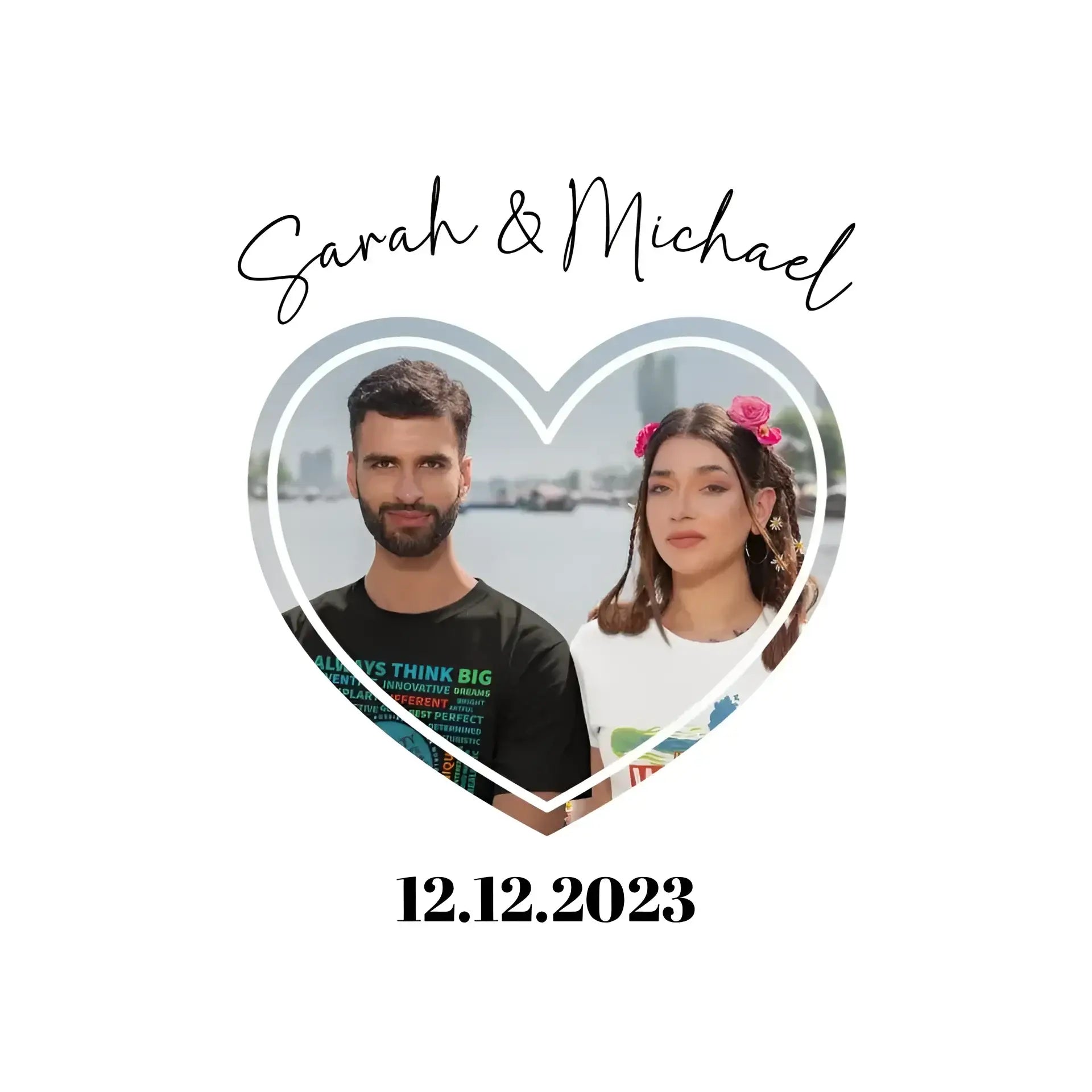 Dein Bild im ’Couple-Herz’-Design • STICKER 20x20 cm (Aufkleber) - White / OneSize / ausgestanzter Sticker 20x20 cm