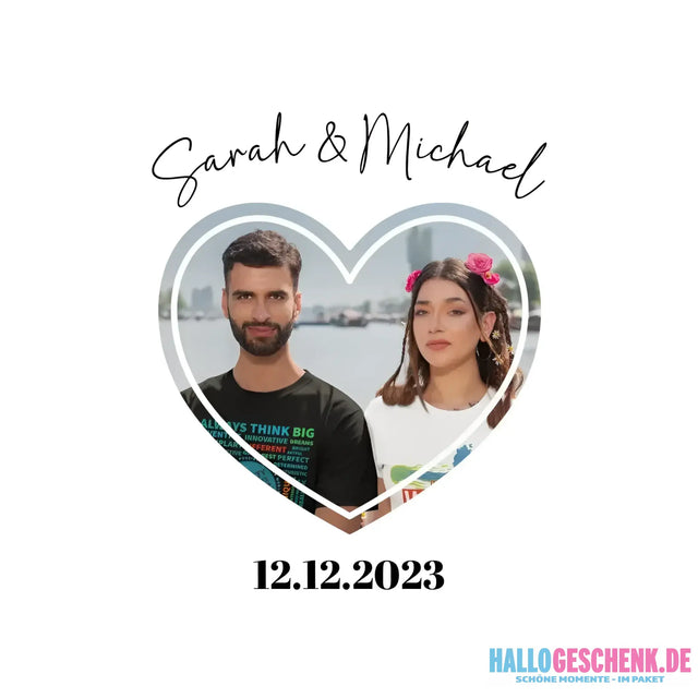 Dein Bild im ’Couple-Herz’-Design • STICKER 20x20 cm (Aufkleber) - White / OneSize / ausgestanzter Sticker 20x20 cm