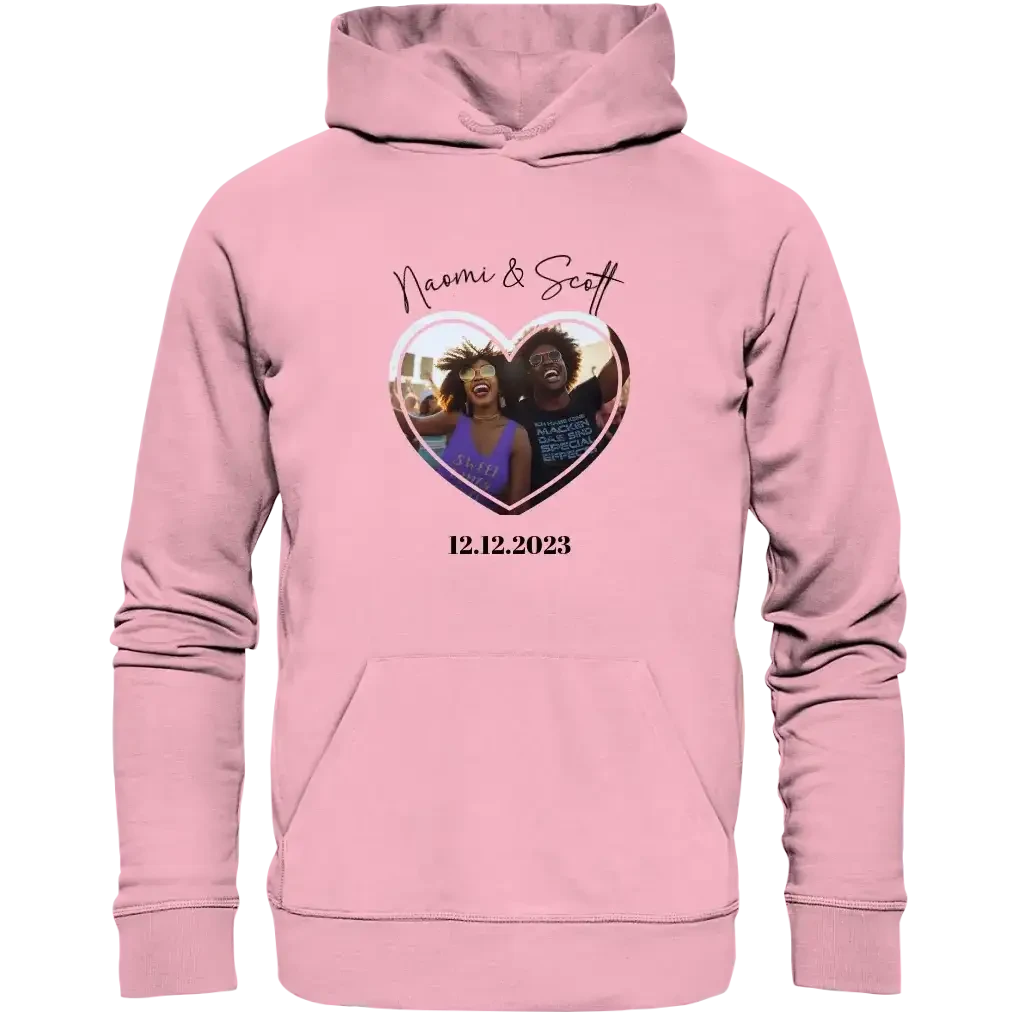 Dein Bild im "Couple-Herz"-Design • Unisex Premium Hoodie XS-5XL aus Bio-Baumwolle für Damen & Herren