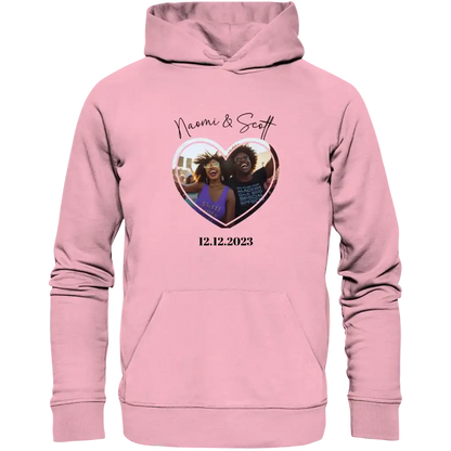 Dein Bild im "Couple-Herz"-Design • Unisex Premium Hoodie XS-5XL aus Bio-Baumwolle für Damen & Herren