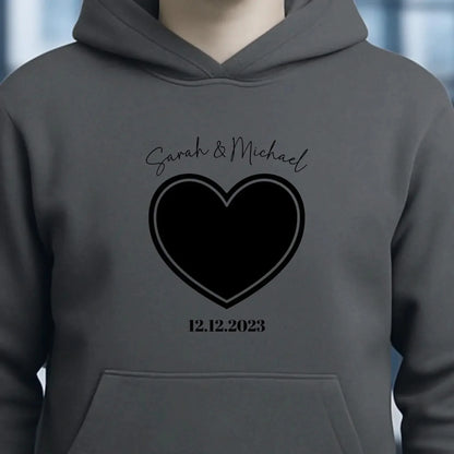 Dein Bild im "Couple-Herz"-Design • Unisex Premium Hoodie XS-5XL aus Bio-Baumwolle für Damen & Herren
