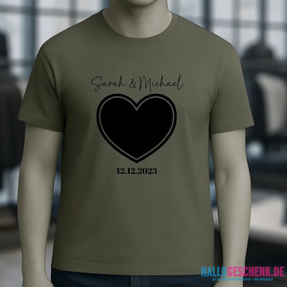 Dein Bild im "Couple-Herz"-Design - Unisex Premium T-Shirt XS-5XL aus Bio-Baumwolle für Damen & Herren