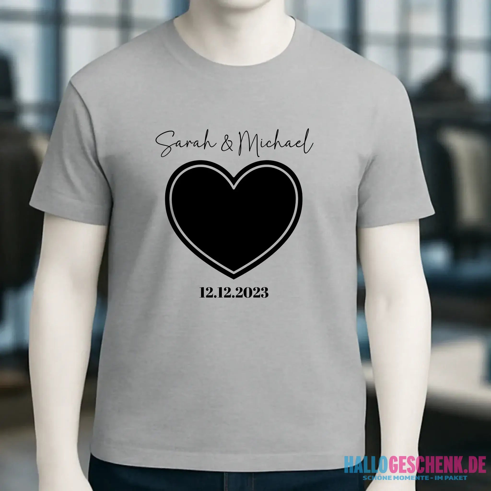 Dein Bild im "Couple-Herz"-Design - Unisex Premium T-Shirt XS-5XL aus Bio-Baumwolle für Damen & Herren