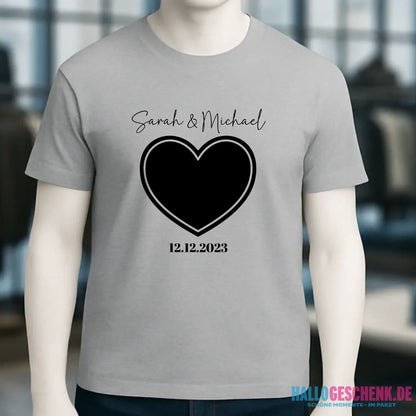 Dein Bild im "Couple-Herz"-Design - Unisex Premium T-Shirt XS-5XL aus Bio-Baumwolle für Damen & Herren