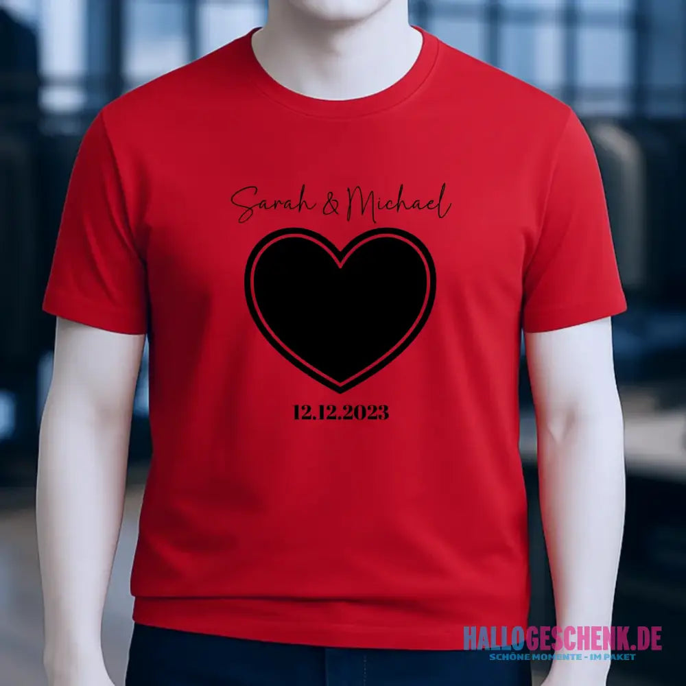 Dein Bild im "Couple-Herz"-Design - Unisex Premium T-Shirt XS-5XL aus Bio-Baumwolle für Damen & Herren