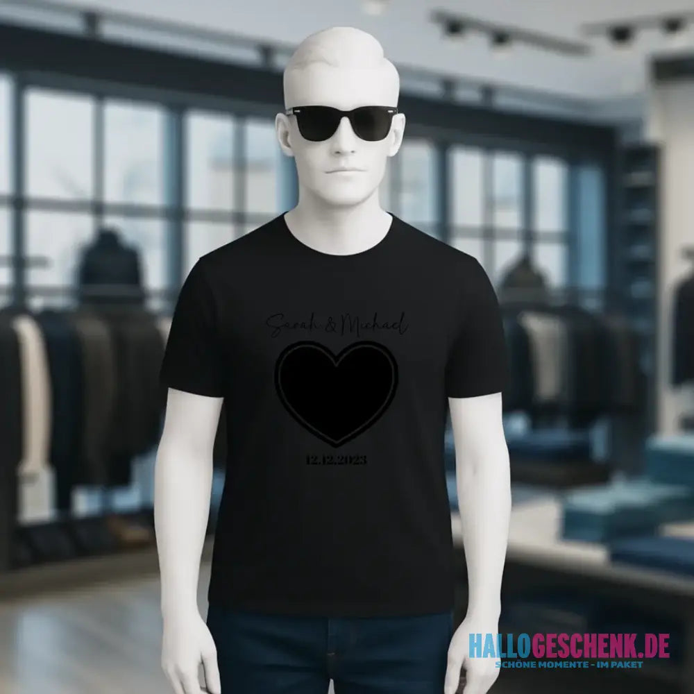 Dein Bild im "Couple-Herz"-Design - Unisex Premium T-Shirt XS-5XL aus Bio-Baumwolle für Damen & Herren