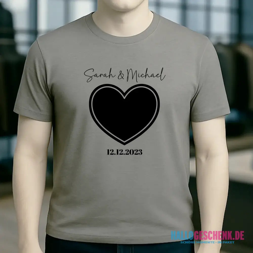 Dein Bild im "Couple-Herz"-Design - Unisex Premium T-Shirt XS-5XL aus Bio-Baumwolle für Damen & Herren