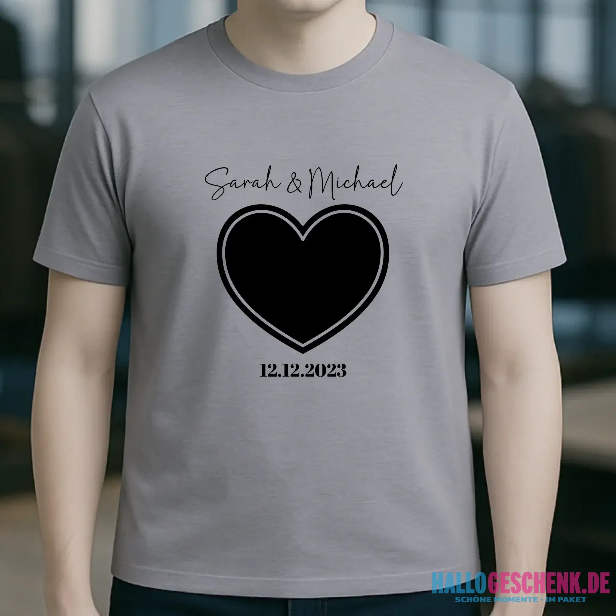 Dein Bild im "Couple-Herz"-Design - Unisex Premium T-Shirt XS-5XL aus Bio-Baumwolle für Damen & Herren