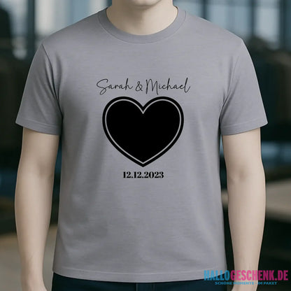 Dein Bild im "Couple-Herz"-Design - Unisex Premium T-Shirt XS-5XL aus Bio-Baumwolle für Damen & Herren
