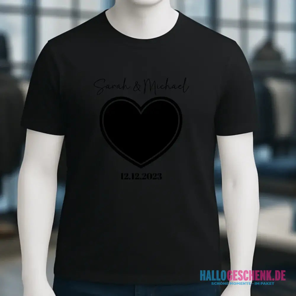 Dein Bild im "Couple-Herz"-Design - Unisex Premium T-Shirt XS-5XL aus Bio-Baumwolle für Damen & Herren