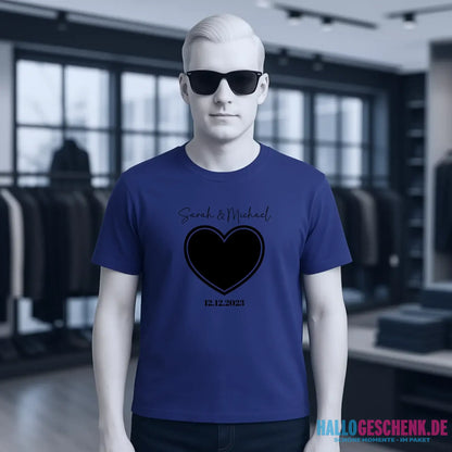 Dein Bild im "Couple-Herz"-Design - Unisex Premium T-Shirt XS-5XL aus Bio-Baumwolle für Damen & Herren