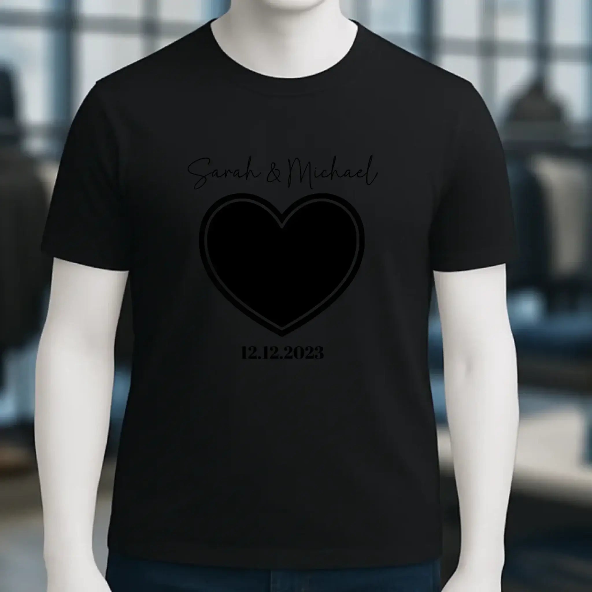 Dein Bild im "Couple-Herz"-Design - Unisex Premium T-Shirt XS-5XL aus Bio-Baumwolle für Damen & Herren