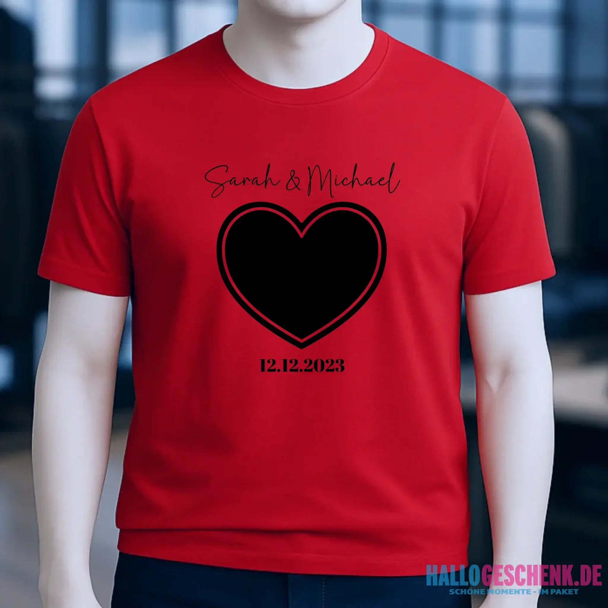 Dein Bild im "Couple-Herz"-Design - Unisex Premium T-Shirt XS-5XL aus Bio-Baumwolle für Damen & Herren
