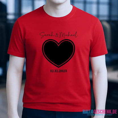 Dein Bild im "Couple-Herz"-Design - Unisex Premium T-Shirt XS-5XL aus Bio-Baumwolle für Damen & Herren