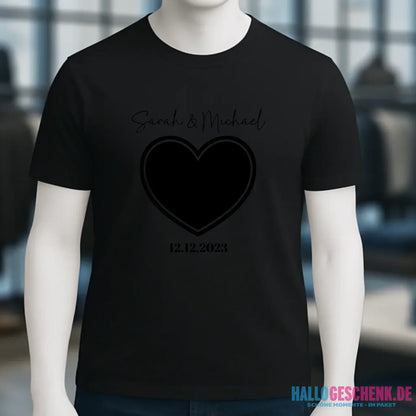 Dein Bild im "Couple-Herz"-Design - Unisex Premium T-Shirt XS-5XL aus Bio-Baumwolle für Damen & Herren