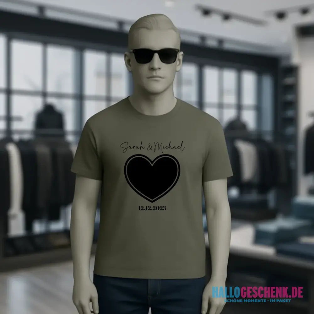 Dein Bild im "Couple-Herz"-Design - Unisex Premium T-Shirt XS-5XL aus Bio-Baumwolle für Damen & Herren
