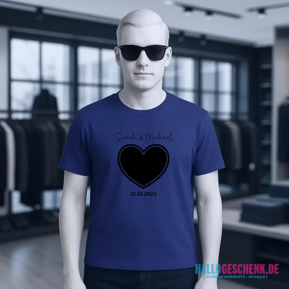 Dein Bild im "Couple-Herz"-Design - Unisex Premium T-Shirt XS-5XL aus Bio-Baumwolle für Damen & Herren