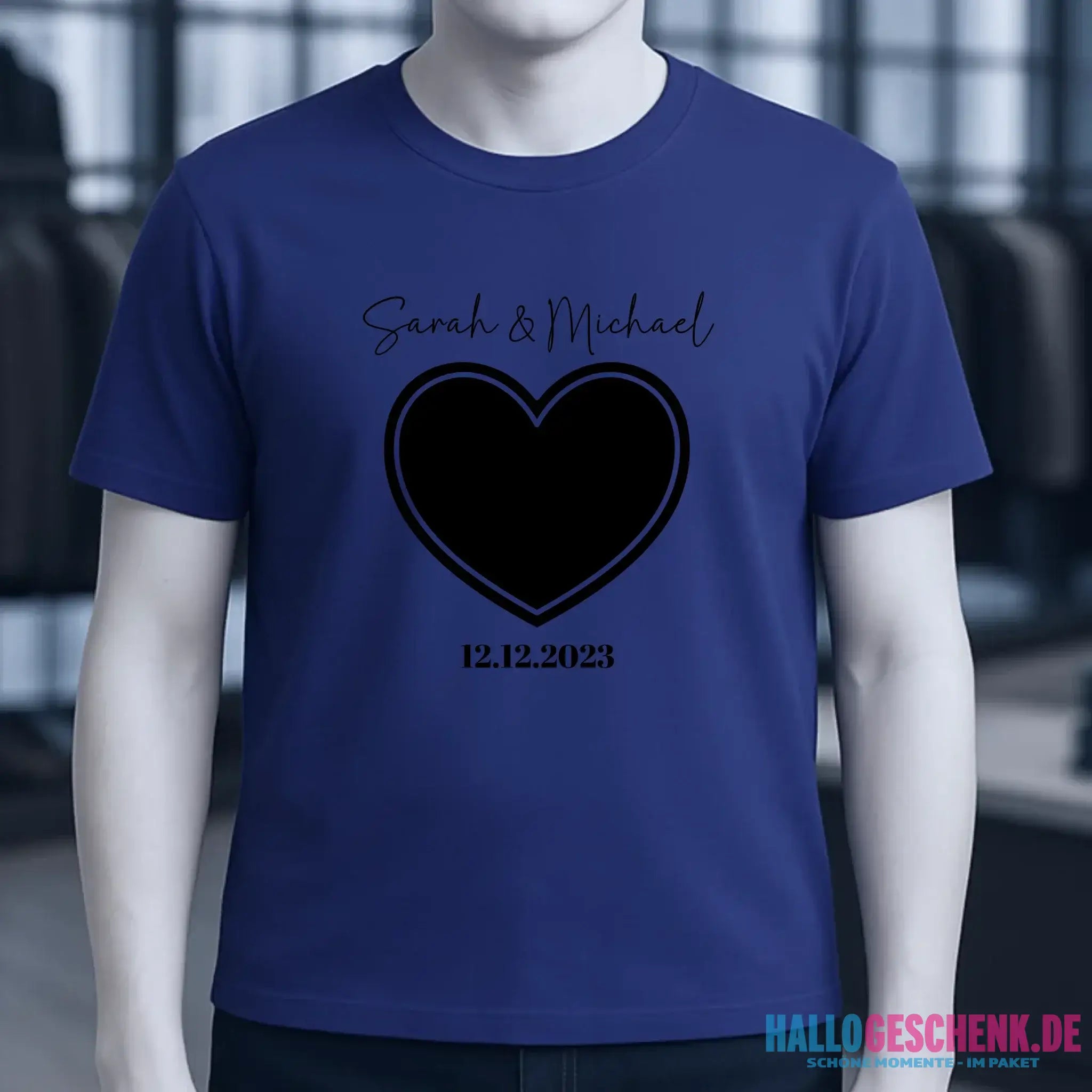 Dein Bild im "Couple-Herz"-Design - Unisex Premium T-Shirt XS-5XL aus Bio-Baumwolle für Damen & Herren