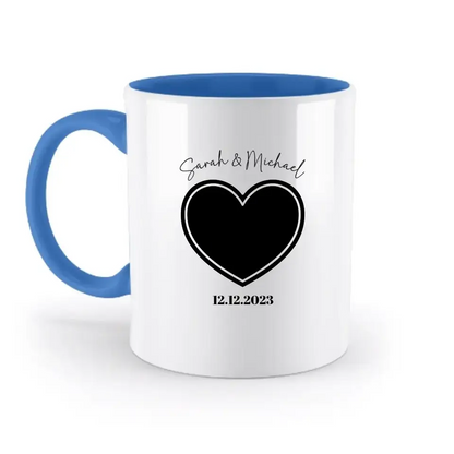 Dein Bild im "Couple-Herz"-Design - zweifarbige Tasse