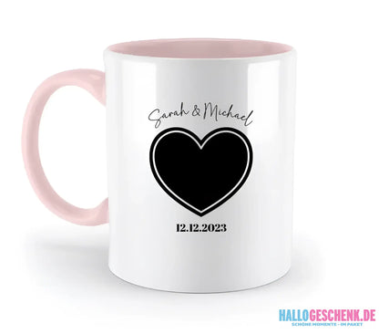 Dein Bild im "Couple-Herz"-Design - zweifarbige Tasse