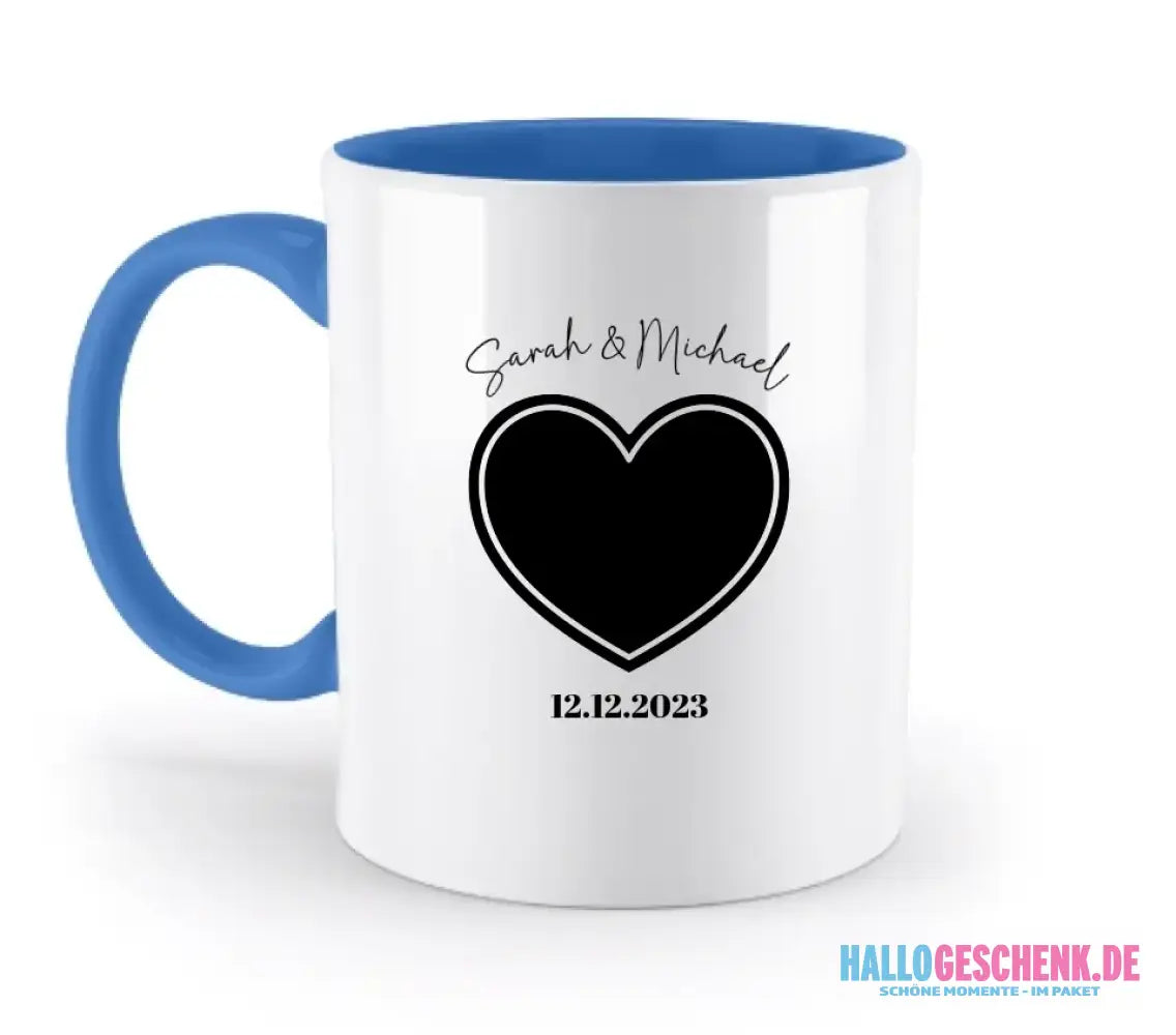 Dein Bild im "Couple-Herz"-Design - zweifarbige Tasse