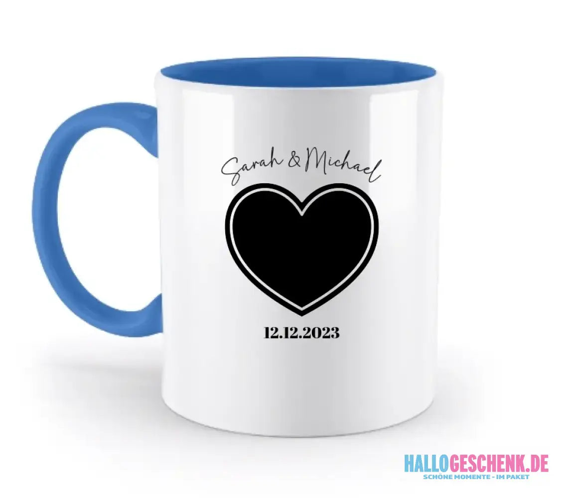 Dein Bild im "Couple-Herz"-Design - zweifarbige Tasse