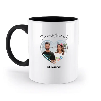 Dein Bild im "Couple-Herz"-Design - zweifarbige Tasse