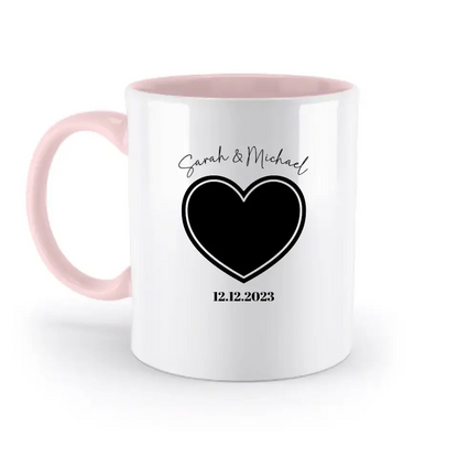 Dein Bild im "Couple-Herz"-Design - zweifarbige Tasse