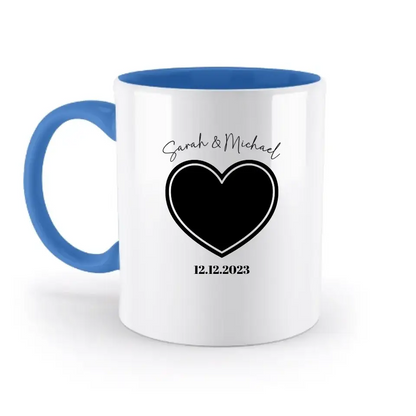 Dein Bild im "Couple-Herz"-Design - zweifarbige Tasse