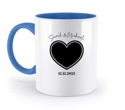 Dein Bild im "Couple - Herz" - Design - zweifarbige Tasse - HalloGeschenk.de