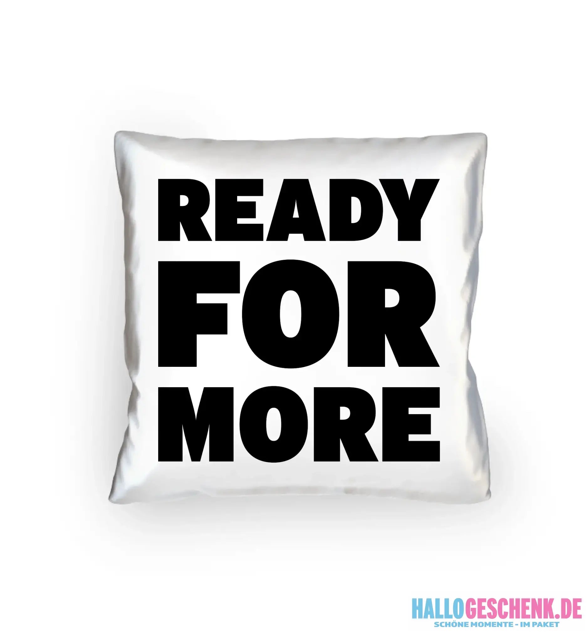 Dein Bild im Maskenwort: Ready for more • Fotowort • Fotogeschenk • personalisiert • Kissen 40x40 cm - Kissen 40x40 cm