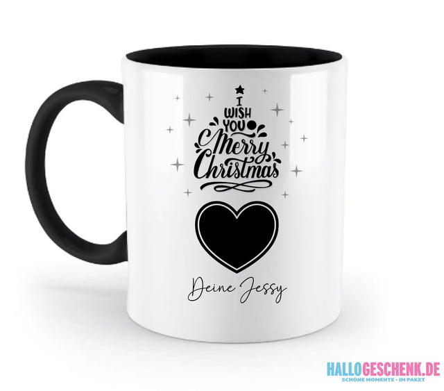 Dein Bild im Merry Christmas Tree + Name für Weihnachten • zweifarbige Tasse spülmaschinengeeignet • Exklusivdesign • personalisiert