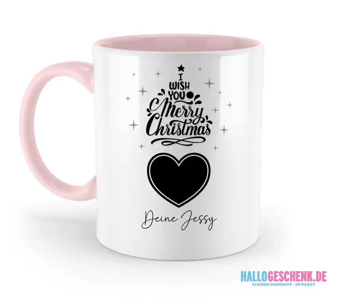 Dein Bild im Merry Christmas Tree + Name für Weihnachten • zweifarbige Tasse spülmaschinengeeignet • Exklusivdesign • personalisiert