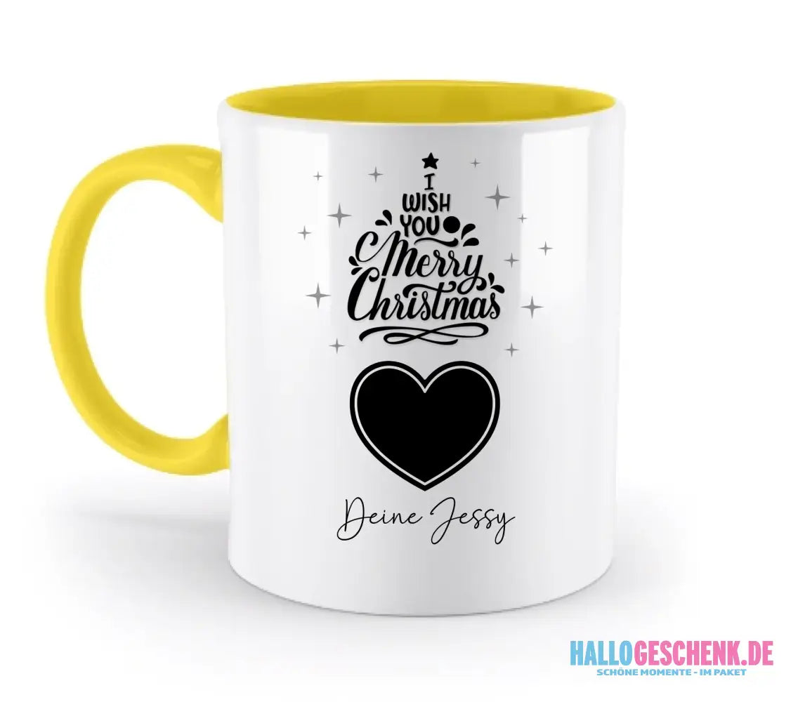 Dein Bild im Merry Christmas Tree + Name für Weihnachten • zweifarbige Tasse spülmaschinengeeignet • Exklusivdesign • personalisiert