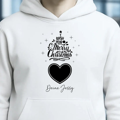 Dein Bild im Merry Christmas Tree + Name für Weihnachten • Musik • Unisex Premium Hoodie XS-5XL aus Bio-Baumwolle für Damen & Herren