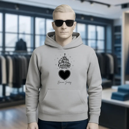 Dein Bild im Merry Christmas Tree + Name für Weihnachten • Musik • Unisex Premium Hoodie XS-5XL aus Bio-Baumwolle für Damen & Herren