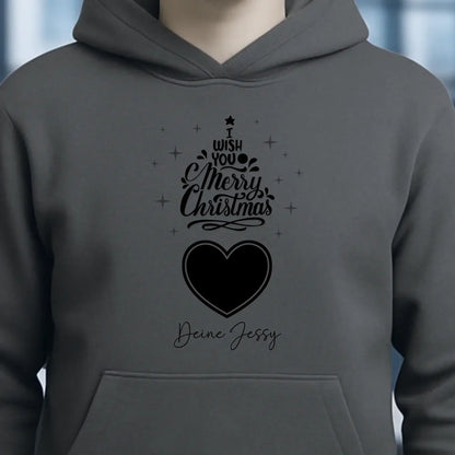 Dein Bild im Merry Christmas Tree + Name für Weihnachten • Musik • Unisex Premium Hoodie XS-5XL aus Bio-Baumwolle für Damen & Herren