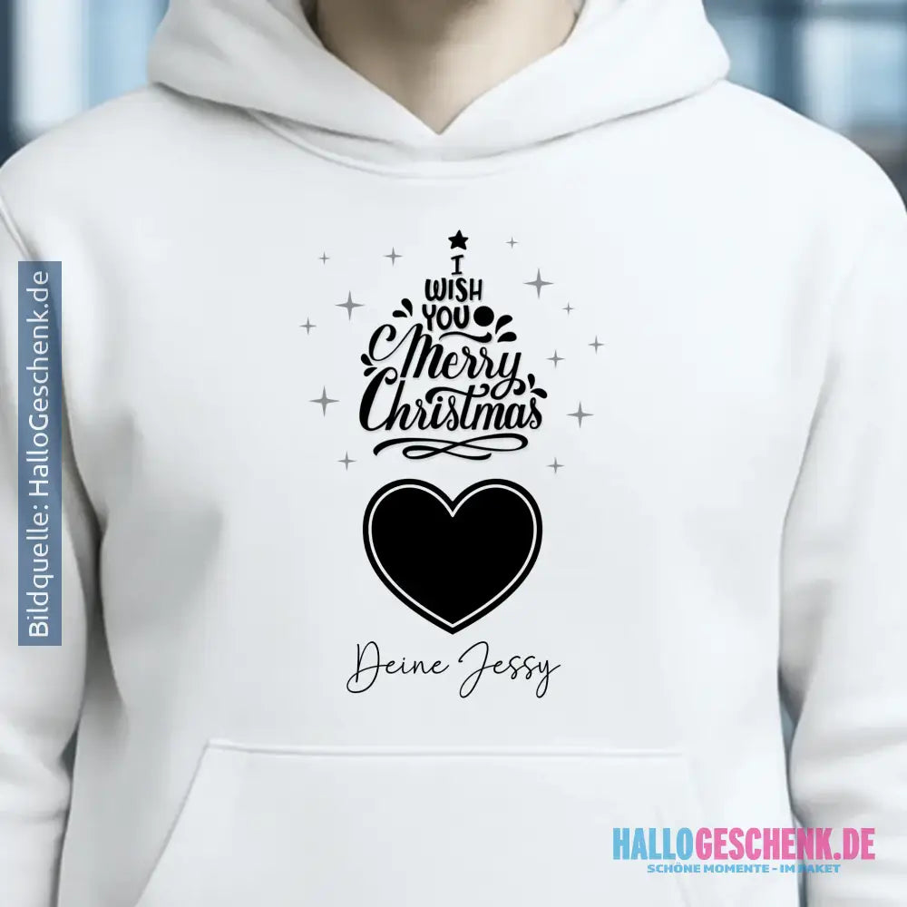 Dein Bild im Merry Christmas Tree + Name für Weihnachten • Musik • Unisex Premium Hoodie XS-5XL aus Bio-Baumwolle für Damen & Herren