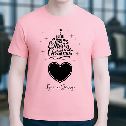 Dein Bild im Merry Christmas Tree + Name für Weihnachten • Unisex Premium T-Shirt XS-5XL aus Bio-Baumwolle für Damen & Herren • Exklusivdesign • personalisiert