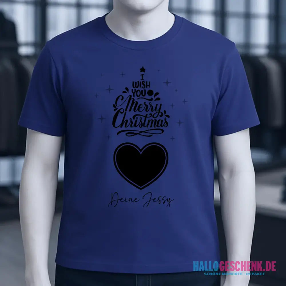 Dein Bild im Merry Christmas Tree + Name für Weihnachten • Unisex Premium T-Shirt XS-5XL aus Bio-Baumwolle für Damen & Herren • Exklusivdesign • personalisiert